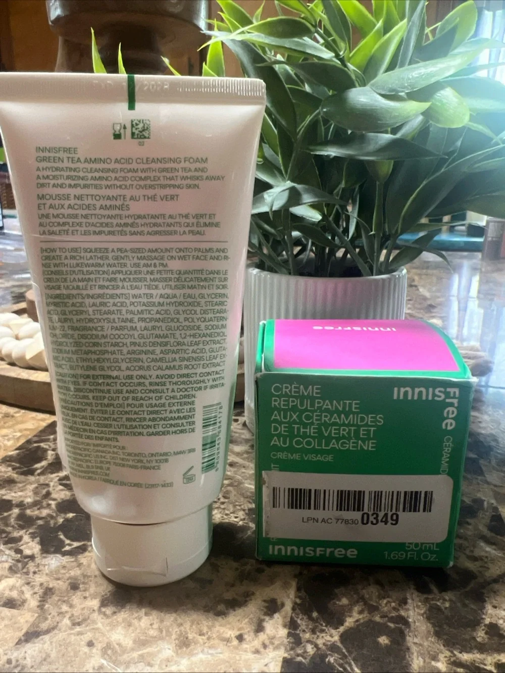 Innisfree Green Tea Seed Hyaluronic Cream 50ml + Amino Acid Cleansing Foam 5 Oz.